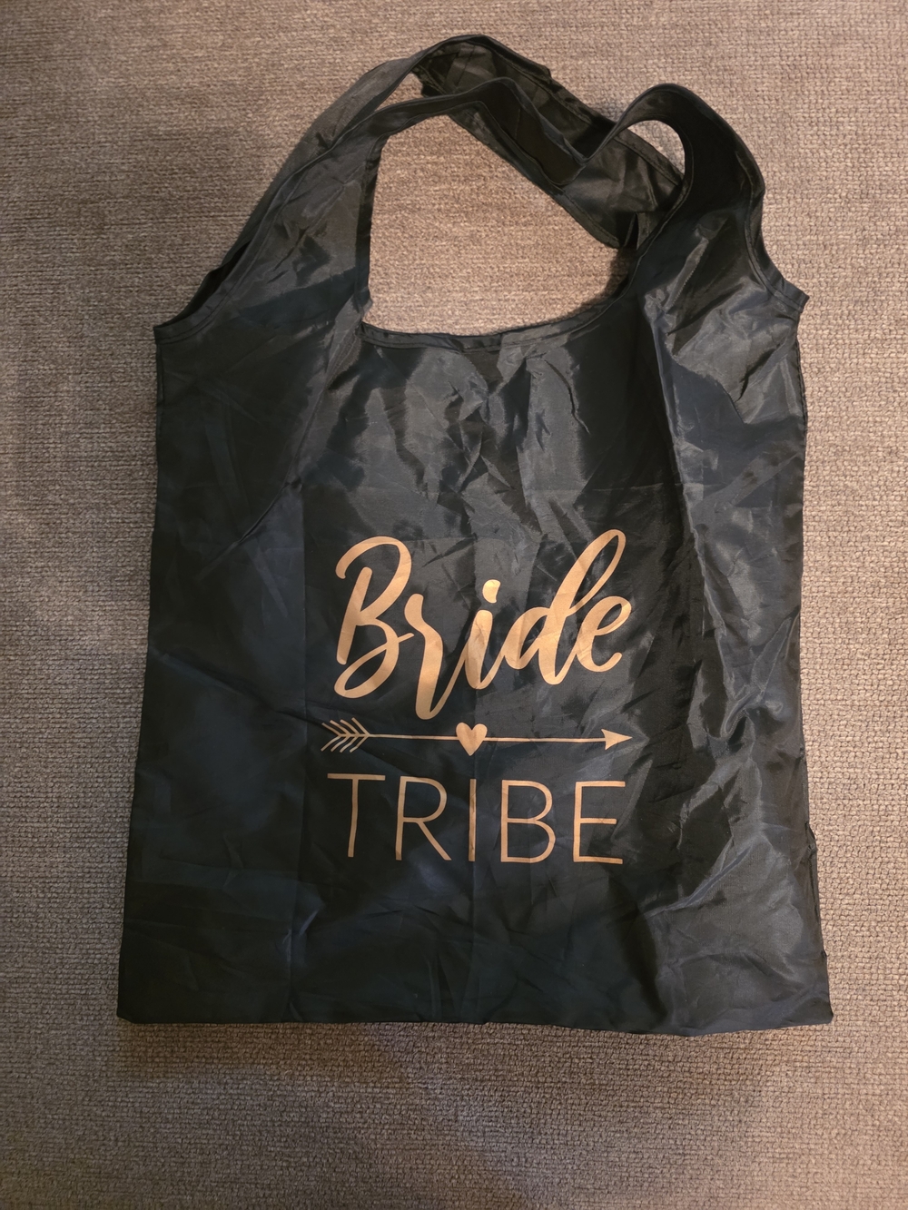 Black Tote Bag with Gold 'Bride Tribe' Script